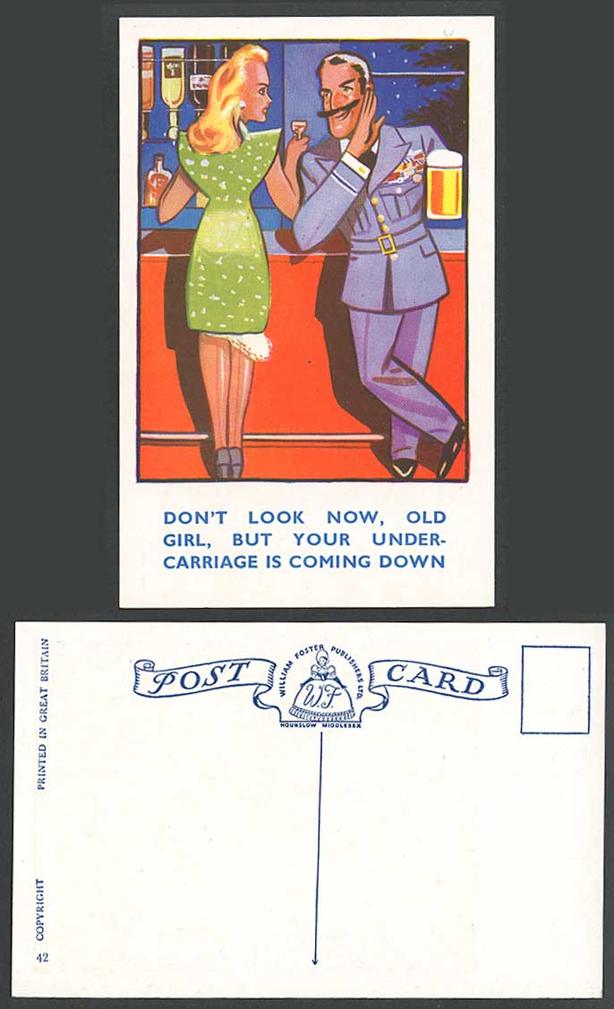 Don't Look Now, Old Girl, your under-carriage is coming down Blonde Old Postcard