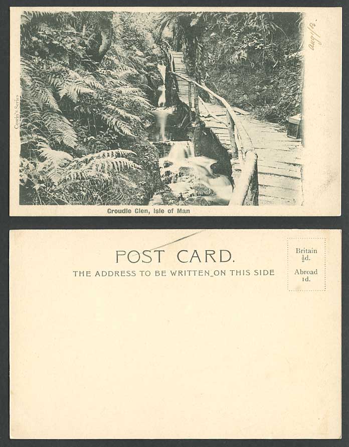 Isle of Man 1903 Old Postcard Groudle Glen Bridge Cascades Ferns Fern Trees Fall
