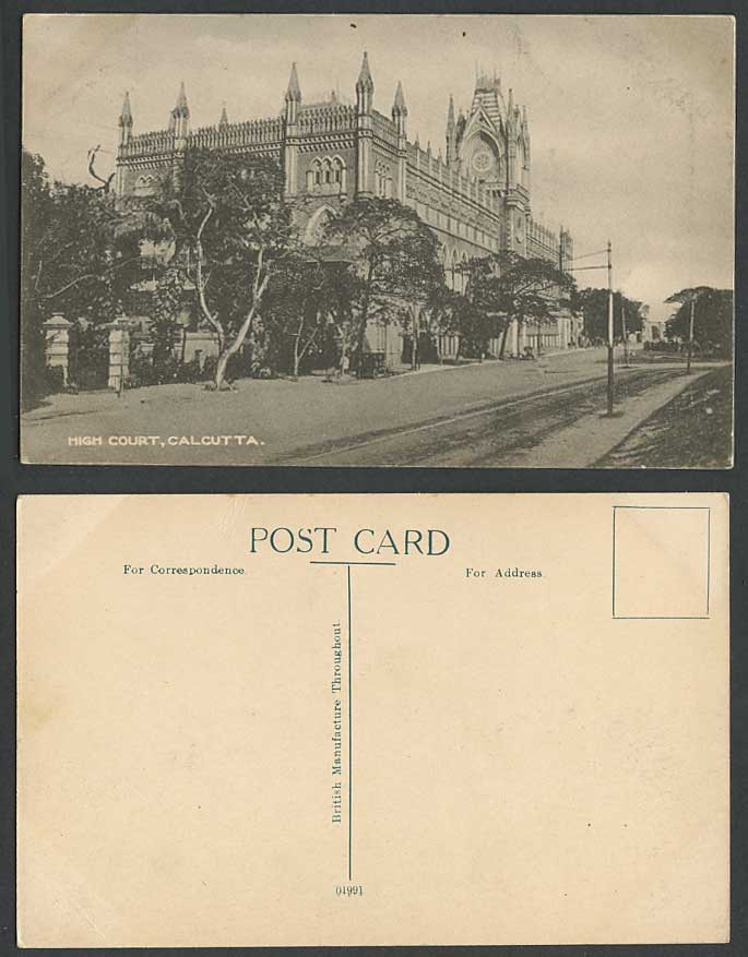 India Old Postcard Calcutta HIGH COURT of Justice Law Courts Street Scene 01991