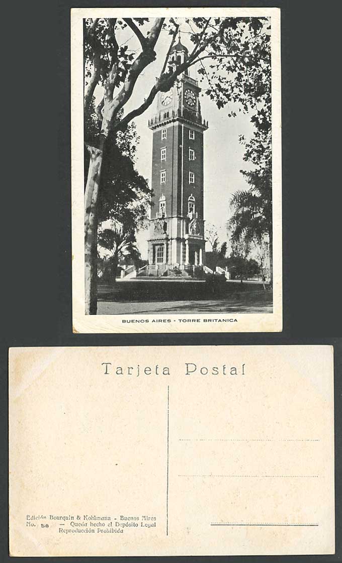Argentina Old Postcard Buenos Aires Torre Britanica British Tower Clock Tower 58
