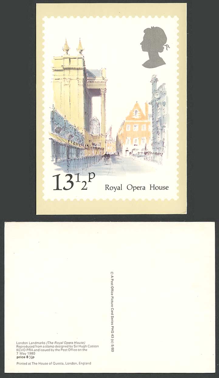 PHQ Card The Royal Opera House London, Designed by Sir Hugh Casson 1980 Postcard