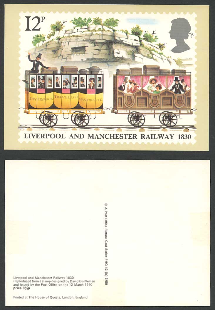PHQ Card Liverpool Manchester Railway 1830 Train David Gentleman 8 1/2p Postcard