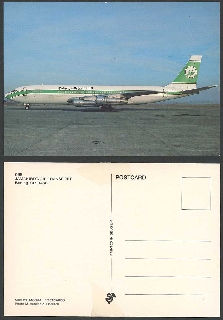 Jamahiriya Air Transport Boeing 707-348C Airplane Aircraft Colour Postcard 098
