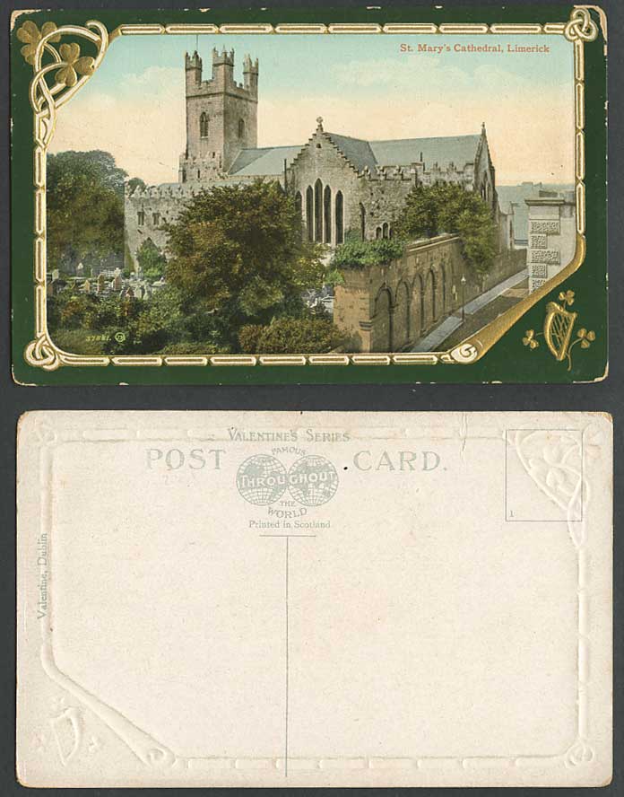 Ireland St Mary's Cathedral Co Limerick Old Embossed Irish Color Postcard Church