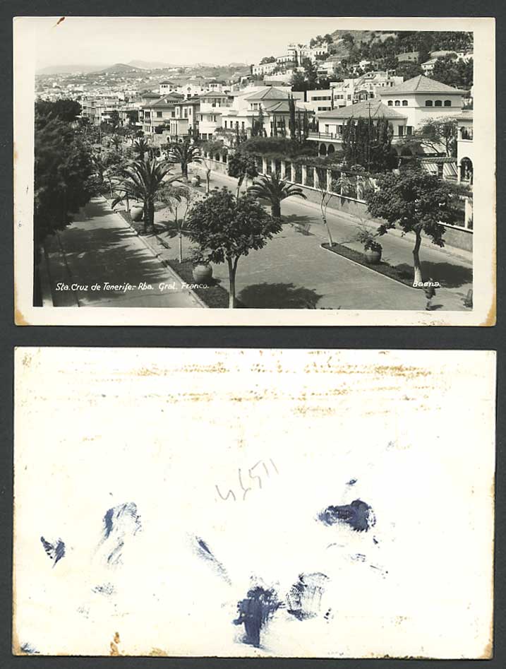 Spain Sta Santa Cruz de Tenerife Rba Gral. Franco Street Scene Old R.P. Postcard