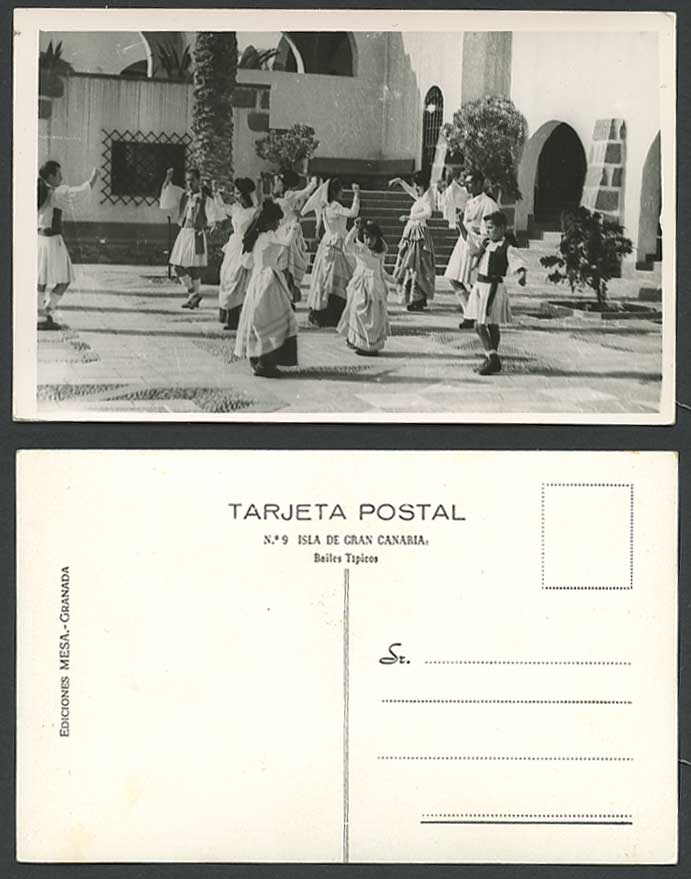 Spain Gran Canaria Granada, Spanish Dancers Dancing, Bailes Tipicos Old Postcard