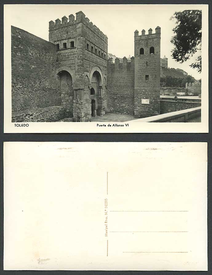 Spain Old Real Photo Postcard Toledo Puerta de Alfonso VI Door Gate Gates Towers