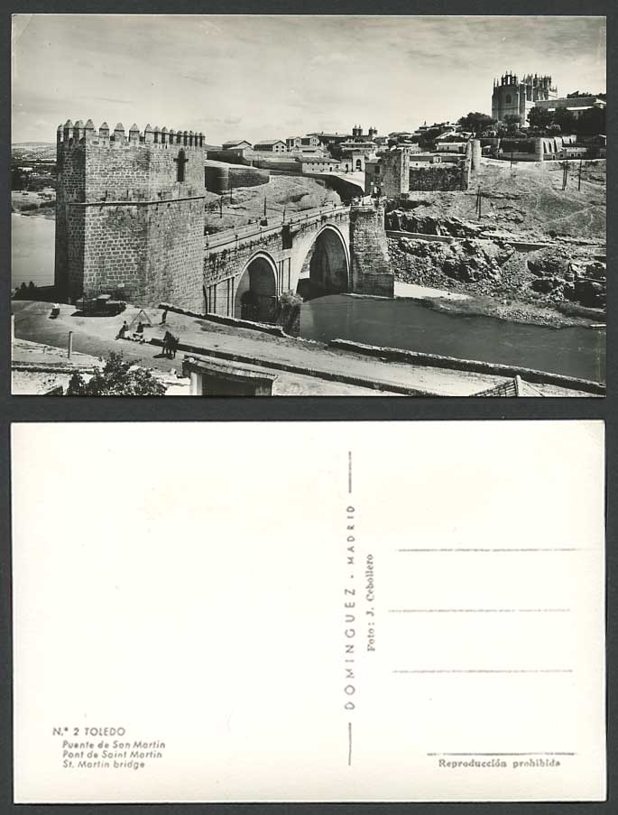 Spain Old RP Postcard Toledo St Martin's Bridge Puente de San Martin River Scene