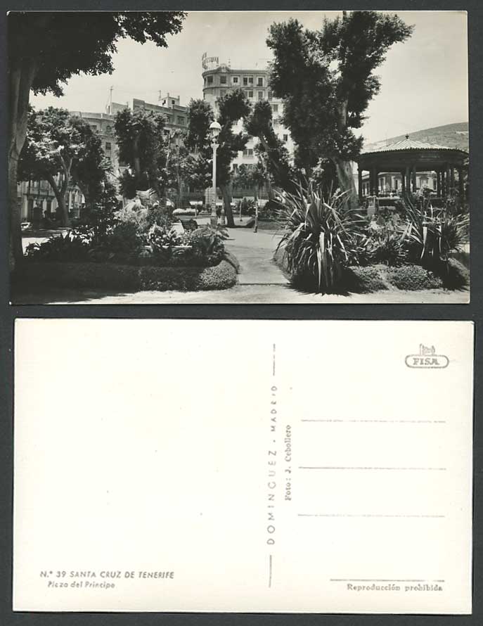 Spain Old Postcard Santa Cruz de La Tenerife Plaza del Principe Bandstand Garden