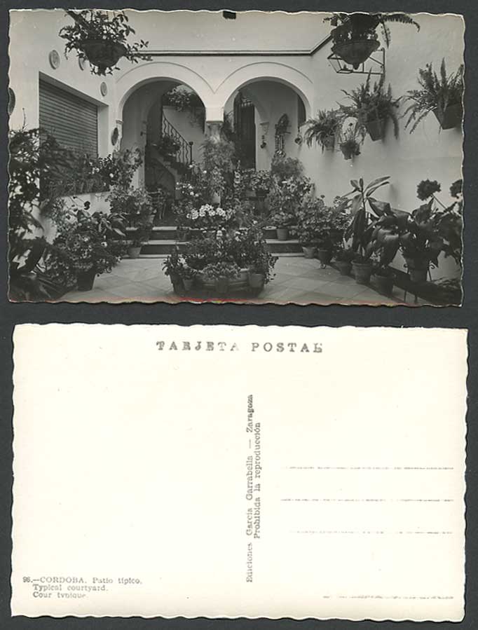 Spain Old Postcard Cordoba Patio Tipico Typical Courtyard Court Typique, Flowers