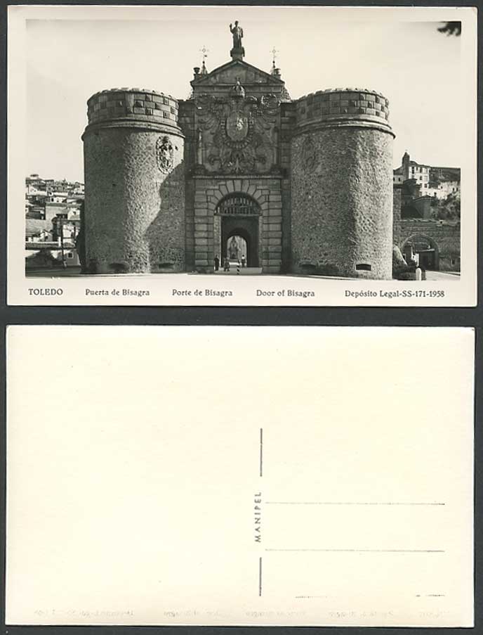 Spain Old R.P. Postcard Toledo Door of Bisagra Puerta Porte Coat of Arms on Gate
