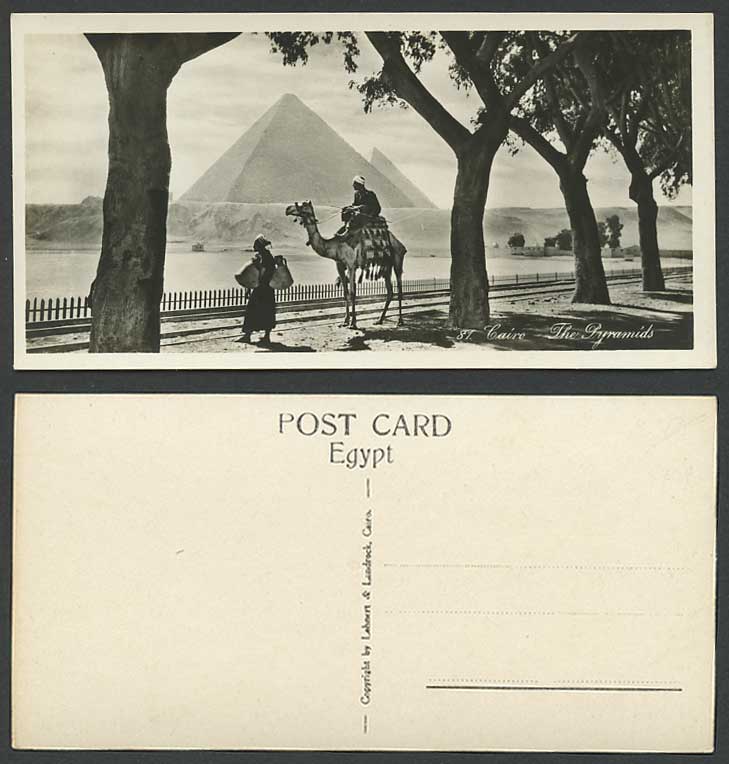 Egypt Old Real Photo Postcard THE PYRAMIDS GIZA Camel Rider Railroad Pitchers 81