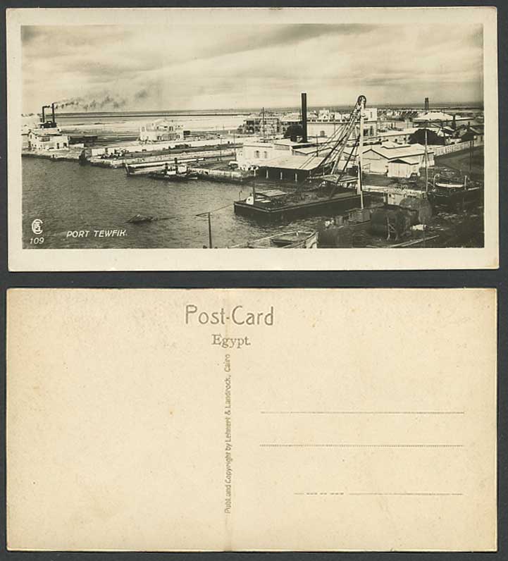 Egypt Old Real Photo Postcard Port Tewfik, Harbour Boats Ships Chimneys Bookmark