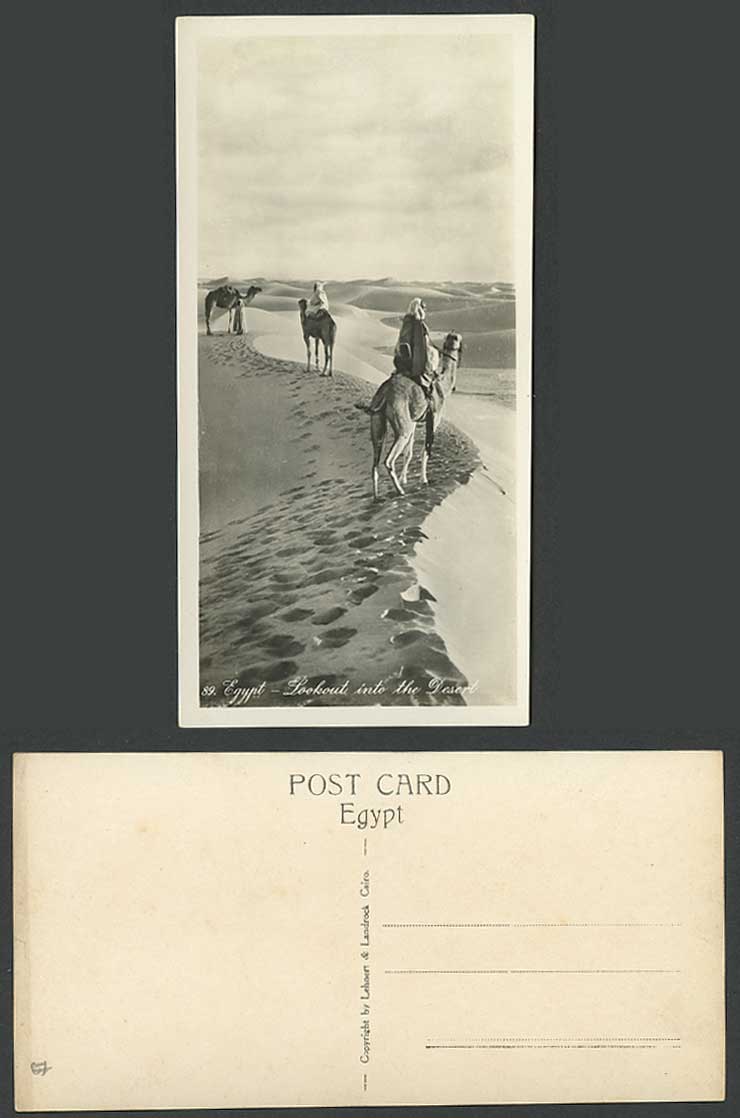 Egypt Old Real Photo Postcard Lookout into the DESERT Camels Sand Dunes Bookmark