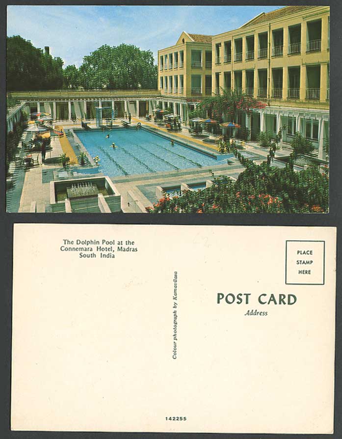 India S. Early Postcard Dolphin Pool at Connemara Hotel MADRAS, Swimming Bathing