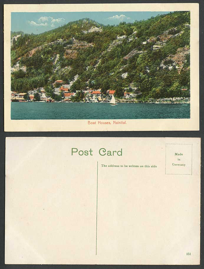 India Old Colour Postcard Sailing Boat Houses, Naini-Tal Lake Naini Tal Nainital