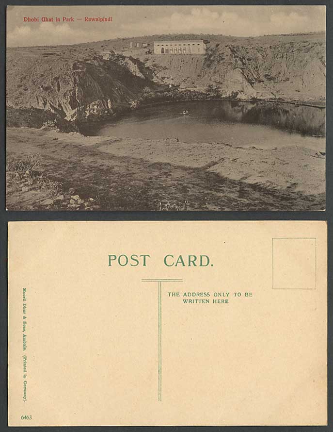 Pakistan Old Postcard DHOBI GHAT in Park RAWALPINDI Panorama River Hills India