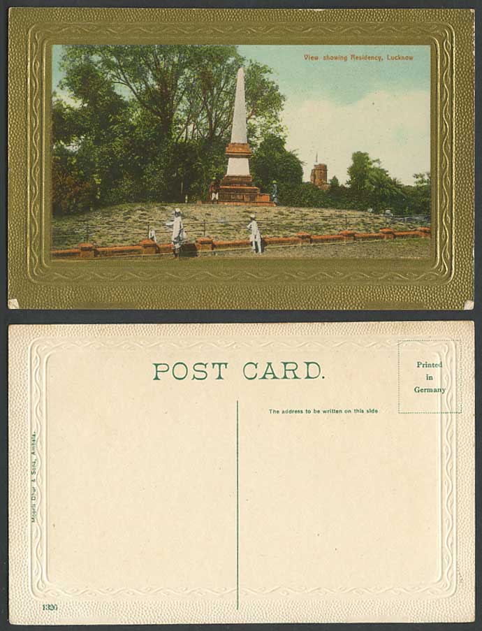 India Old Postcard View Showing Residency Obelisk Monument Lucknow Memorial 1326