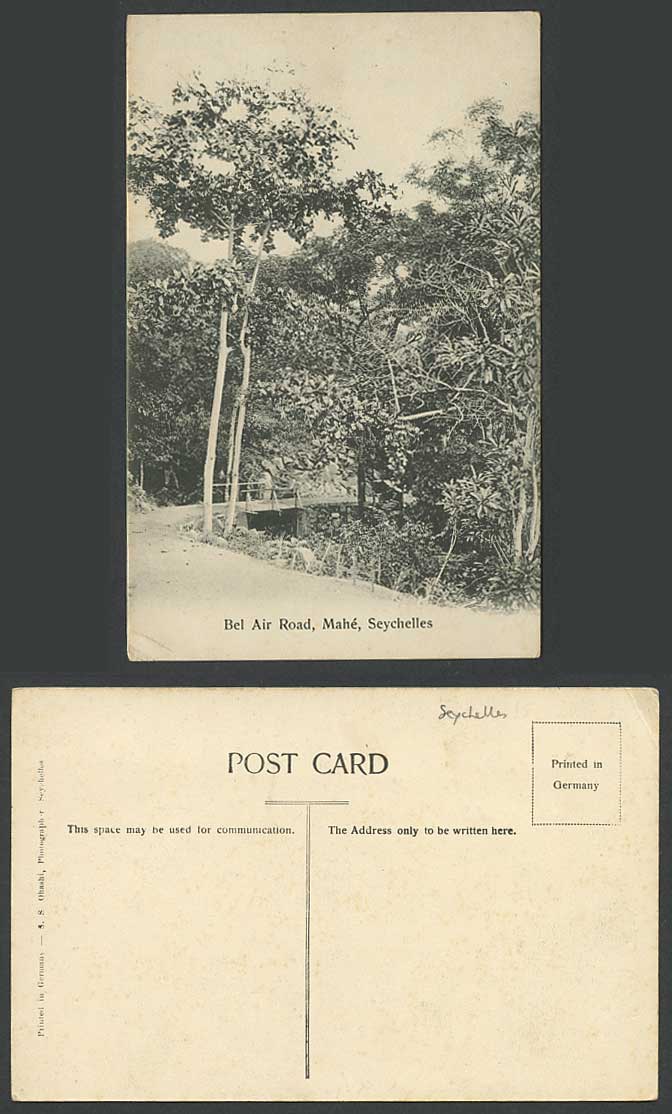 Seychelles 1909 Old Postcard MAHE BEL AIR ROAD & Bridge S.S. Ohashi Photographer