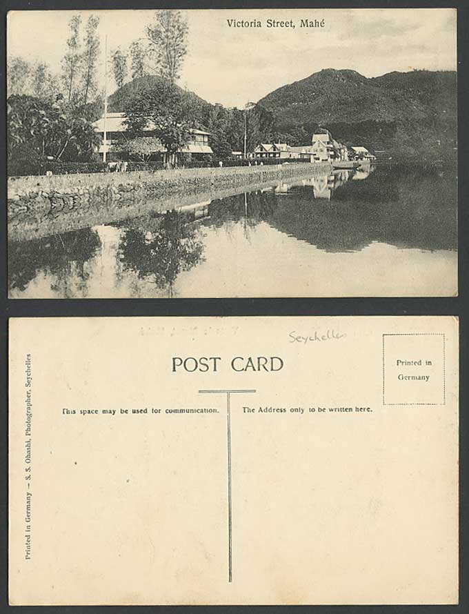 Seychelles 1907 Old Postcard MAHE, VICTORIA STREET, Mountains River or Lake