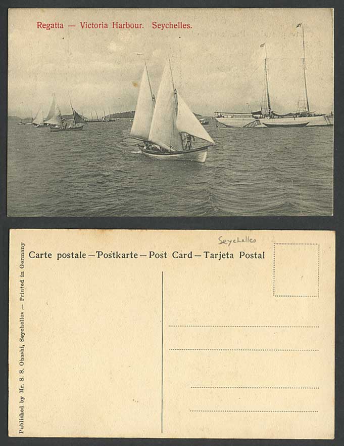 Seychelles Old Postcard Regatta Victoria Harbour Mahe Race, Sailing Boats Yachts