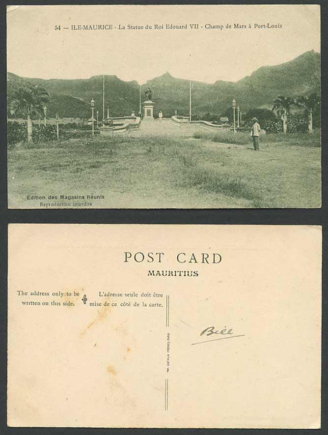 Mauritius Old Postcard Port Louis Stat Roi Edouard VII King Edward Champ de Mars