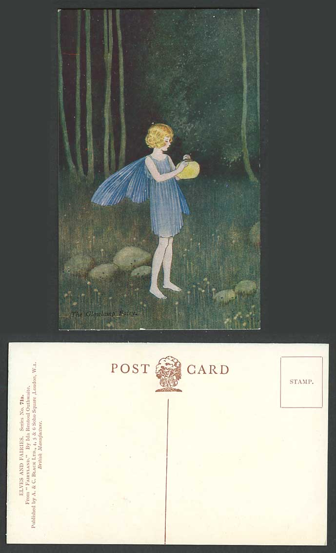 I.R. Outhwaite Old Postcard The Glowlamp Fairy Fairyland Elves & Fairies Lantern