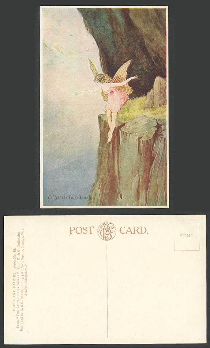 IR & G OUTHWAITE Old Postcard Bridget The Fairy Beauty Little Sister Elves No.75
