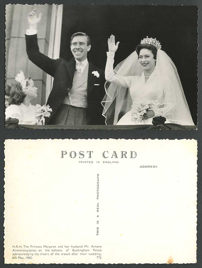 H.R.H. Princess Margaret Antony Armstrong-Jones Palace Balcony 1960 Old Postcard
