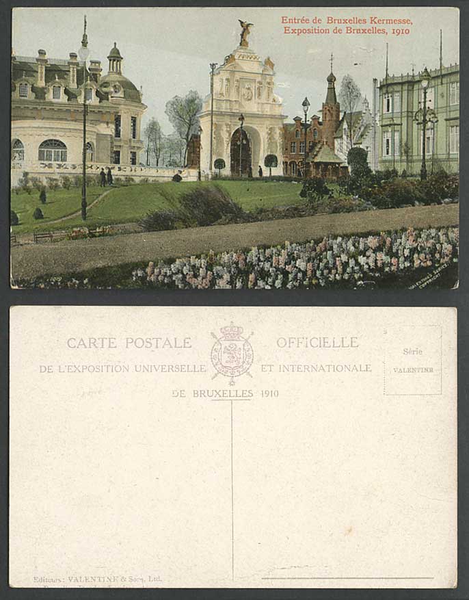 Brussels Exhibition Entrance Kermesse, Exposition de Bruxelles 1910 Old Postcard