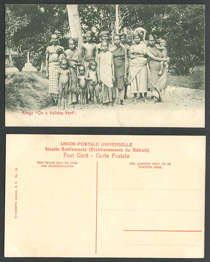 Straits Settlements Klings On Holiday Bent Kling Men Women Children Old Postcard