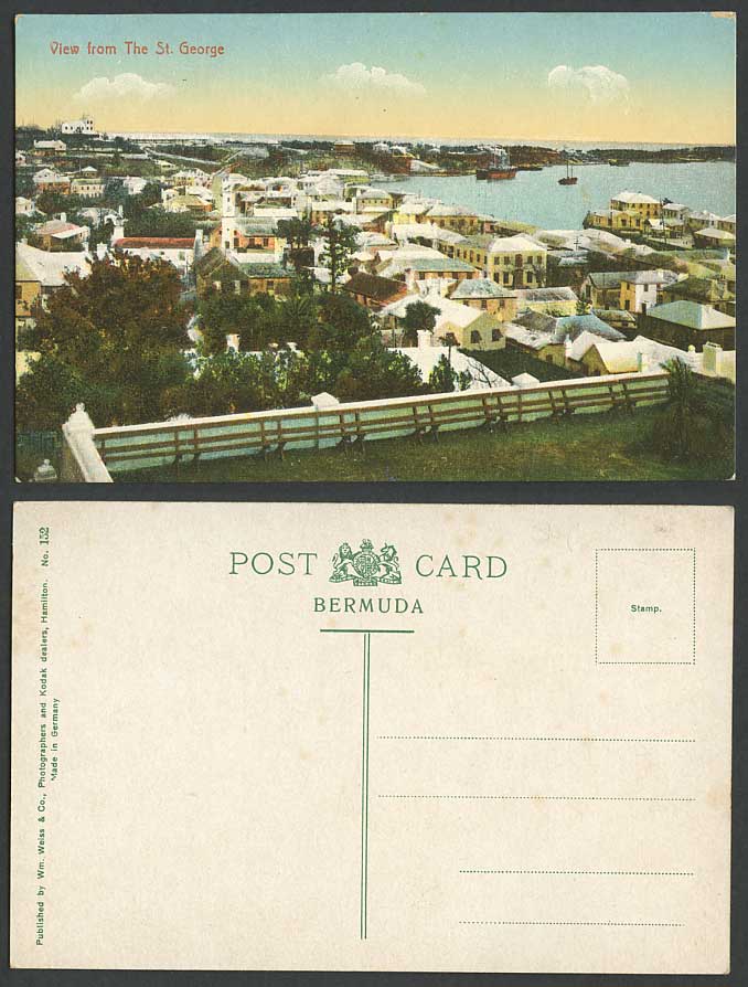 Bermuda Old Colour Postcard Panorama General View From The St. George's Wm Weiss