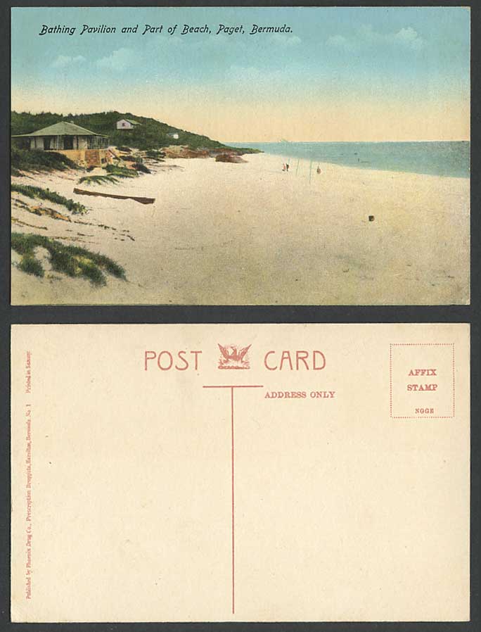 Bermuda Old Colour Postcard PAGET Bathing Pavilion & Part of Beach Sands Seaside