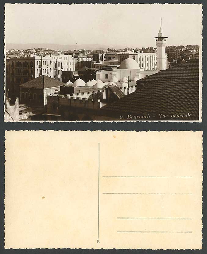 Lebanon Vue Generale Beyrouth General View BEIRUT Mosque Tower Old R.P. Postcard