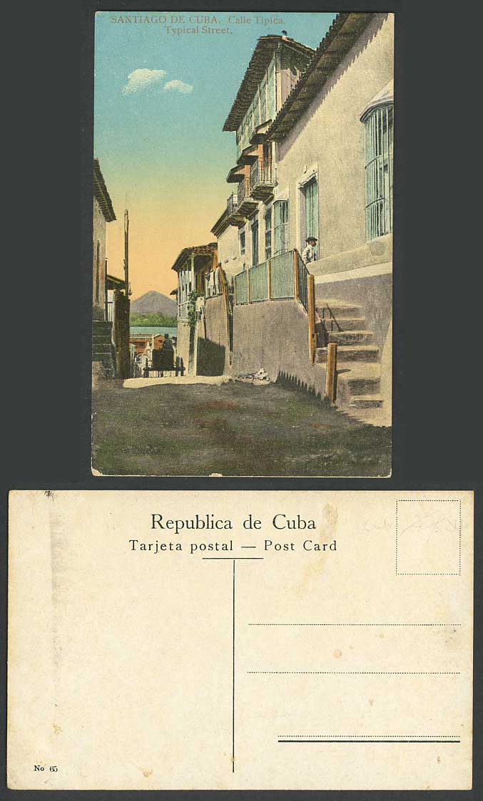 Cuba Old Colour Postcard Santiago de Cuba Calle Tipica Typical Street Scene Cart