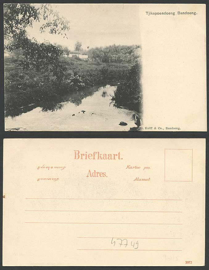 Indonesia Tjikapoendoeng Bandoeng River Dutch East Indies c.1900 Old UB Postcard