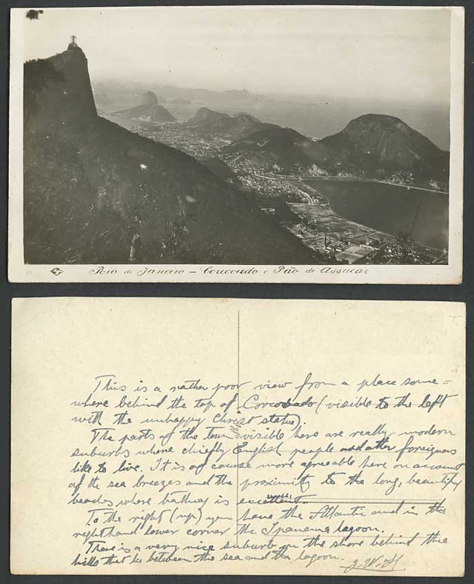 Brazil Old Real Photo Postcard Rio de Janeiro, Corcovado, Pao de Acucar Panorama