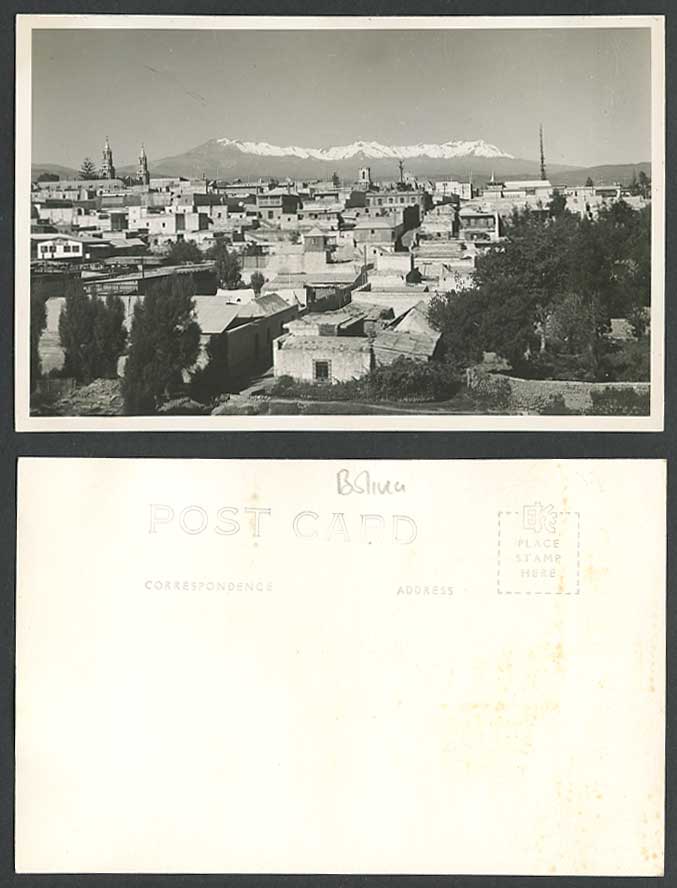 Bolivia Old Real Photo Postcard Panorama General View show Snowy Andes Mountains
