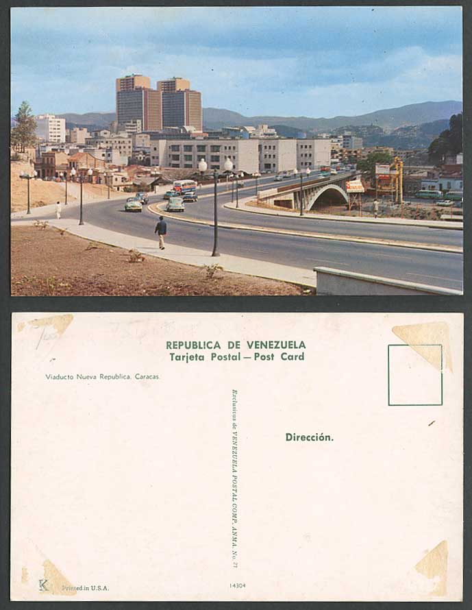 Venezuela Early Postcard Viaducto Nueva Republica Caracas Viaduct Bridge Street