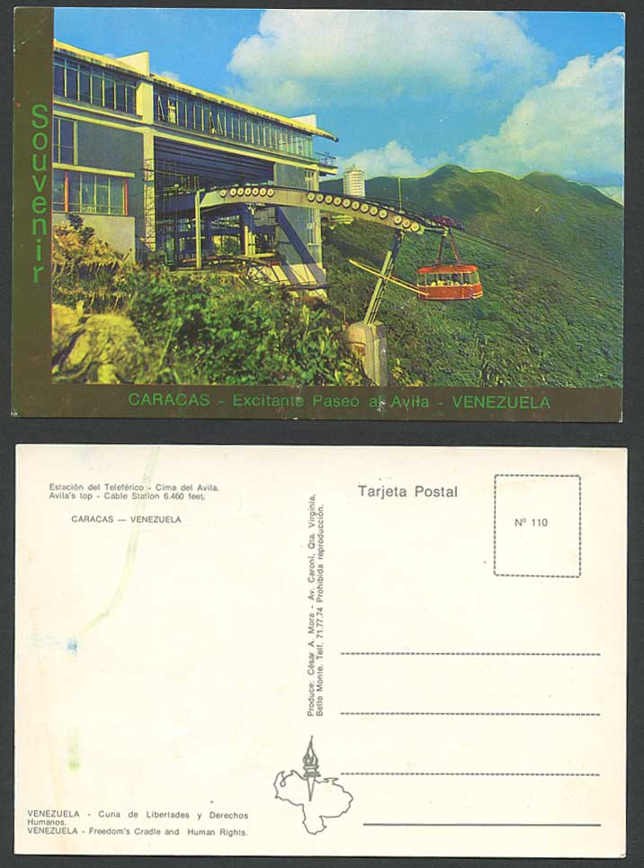 Venezuela Old Postcard Caracas Avila's Top Cable Station Cablecar Aerial Tramway