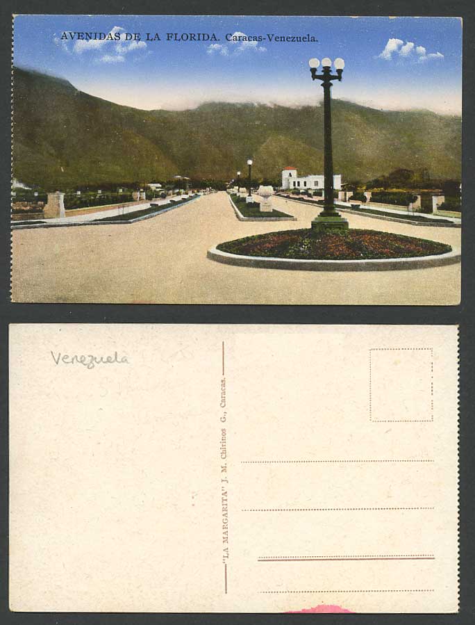 Venezuela Old Postcard Caracas Avenidas de la Florida Street Scene Mountains Ave