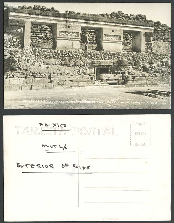 Mexico Old Postcard Ruinas de MITLA Ruins Oaxaca, Frente del Templo de la Muerte