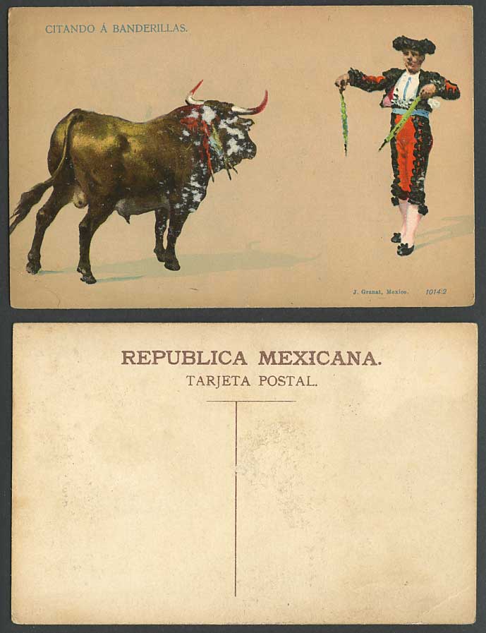 Mexico Old Colour Postcard Citando a Banderillas Citing, Bullfighter Bull Torero