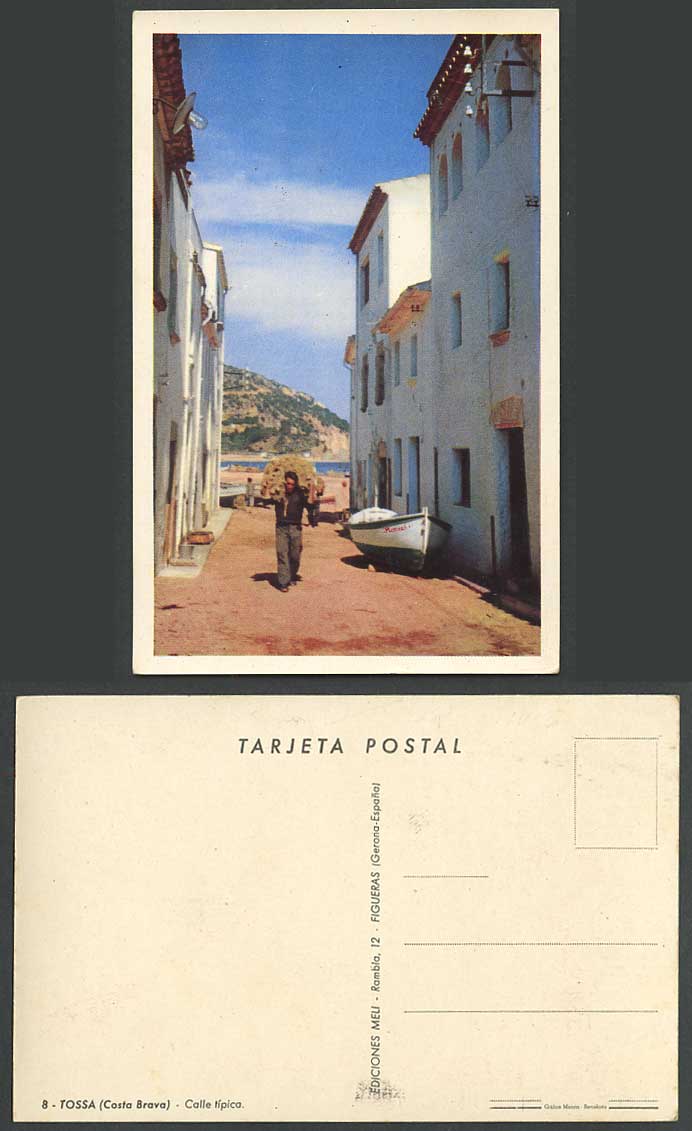 Spain Old Colour Postcard Tossa Costa Brava Calle Tipica Typical Street Scene 8.