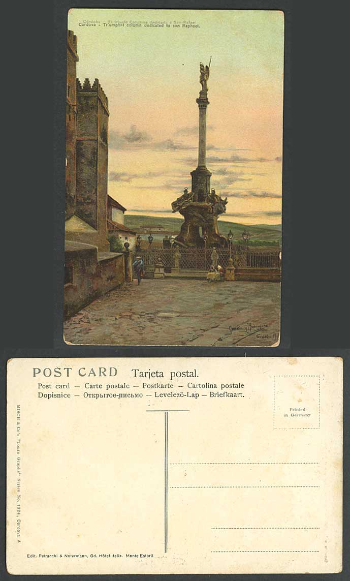Spain Old Postcard Cordoba, Triumphal Column to San Raphael, Govinda y Rodriguez