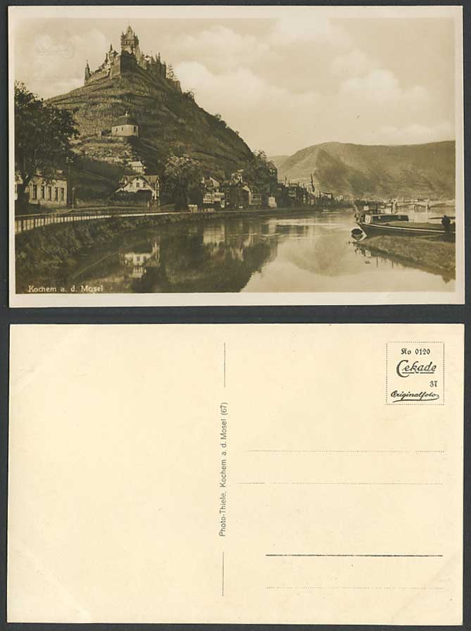 Germany Old Real Photo Postcard Kochem a.d. Mosel COCHEM River Scene Boats Hills