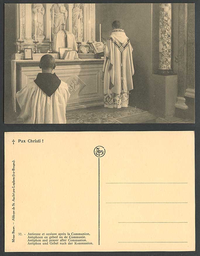 Pax Christi Antiphon Prayer after Communion Abbaye St. Andre Lophem Old Postcard