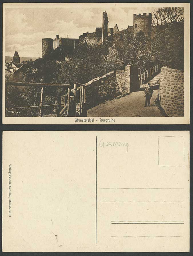 Germany Old Postcard Muenstereifel Burgruine Ruins Euskirchen N Rhine-Westphalia
