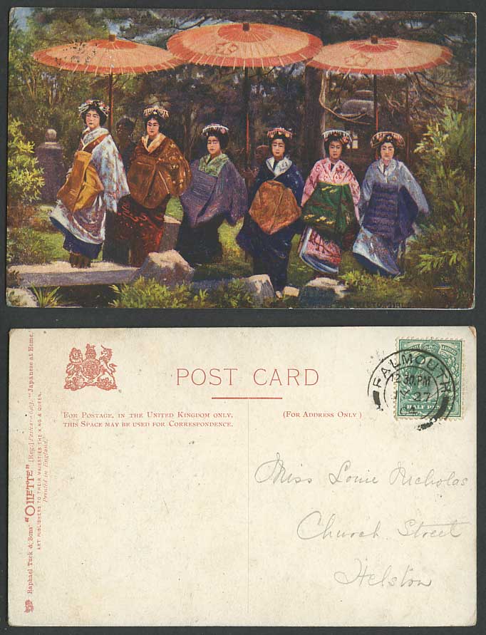 Japan 1904 Old Tuck's Oilette Postcard Kyoto Geisha Women Ladies Kioto Girls ART