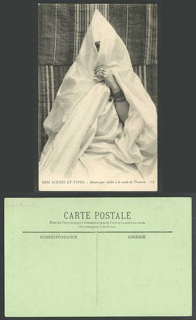 Algeria Tlemcen Old Postcard Moorish Veiled Woman Lady Fashion Mauresque LL 6234